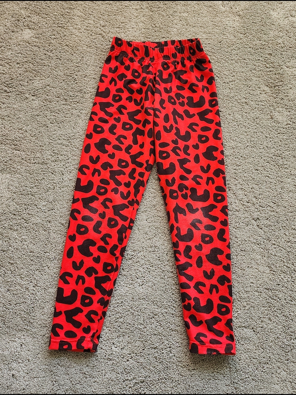 Kids Red Leopard Print Leggings